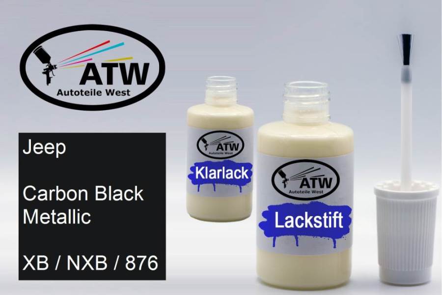 Jeep, Carbon Black Metallic, XB / NXB / 876: 20ml Lackstift + 20ml Klarlack - Set, von ATW Autoteile West.